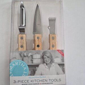 NWT Martha Stewart 3-PIECE Kitchen Tools Stainless steel peeler zester Knife